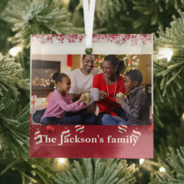Eigenes personalisiertes Schwarz-Familienportrait, Ornament Aus Glas
