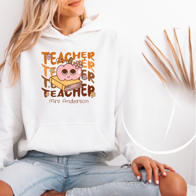 Eigenes Retro Fall Teacher Halloween Hoodie (Von Creator hochgeladen)