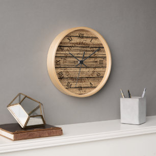 Eigenes rustikales Oak Brown Weathered Plank Muste Uhr