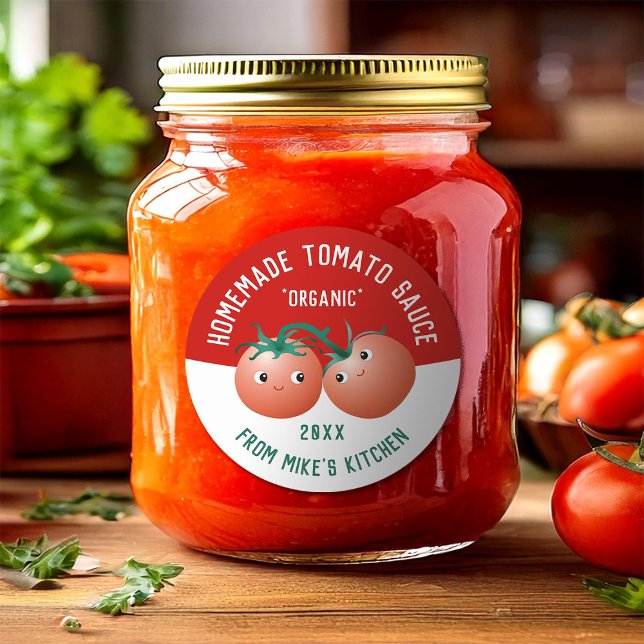 Eigenes Tomatensauce-Etikett mit benutzerdefiniert Runder Aufkleber (Von Creator hochgeladen)