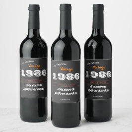 Eigenes Vintages Weinetikett 1986 - 40. Geburtstag