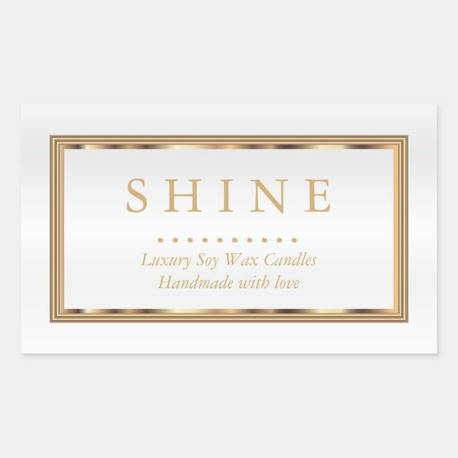 Eigenes Weiß und Gold Rechteckiger Aufkleber (Vorderseite)
