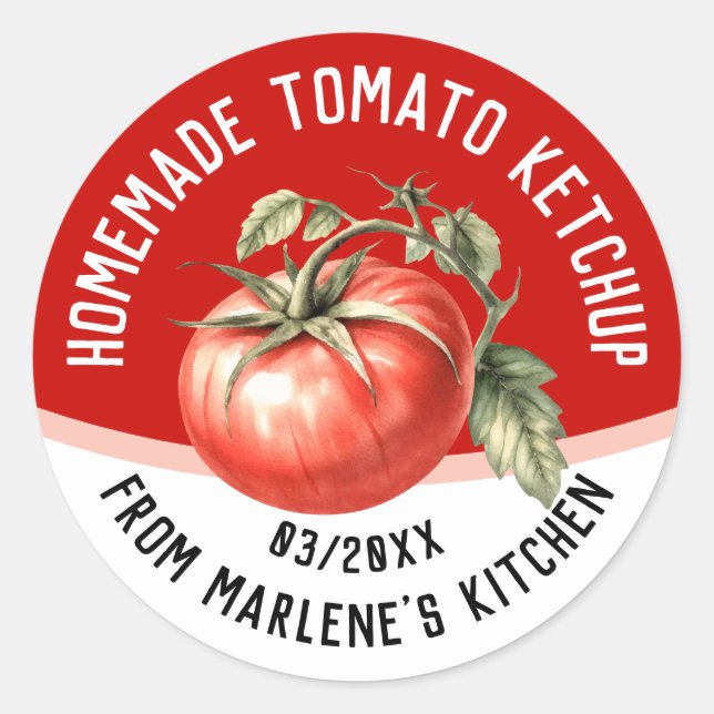 Eigengebackene Tomatenketschup mit roter Tomate Runder Aufkleber (Vorderseite)