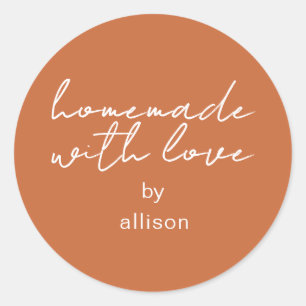 Eigengemacht mit Liebe Personalisiert Burnt Orange Runder Aufkleber