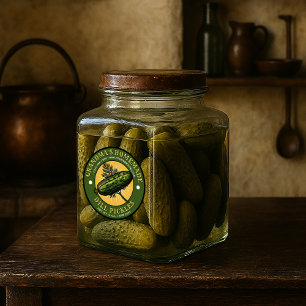 Eigenhändige Dill Pickles Vintage Label-Vorlage Runder Aufkleber
