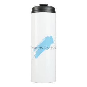 Eigenname Dekorativ Chic Einfach Blau Weiß Thermosbecher