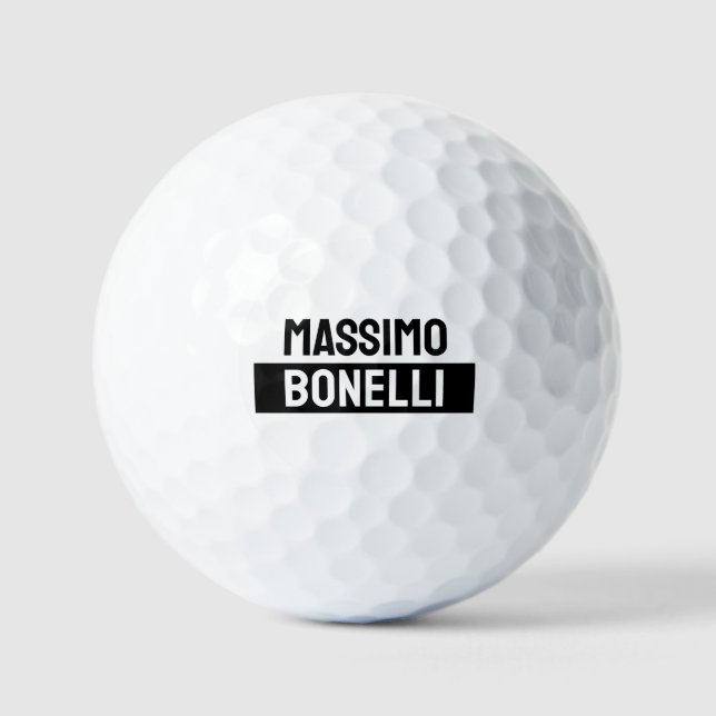 Eigenname Minimalistisch Modern Schlicht Schwarz W Golfball (Vorderseite)