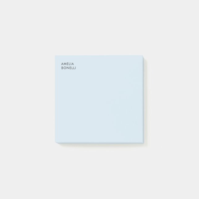 Eigenname Modern Minimalistisch Professionell Blau Post-it Klebezettel (Vorderseite)