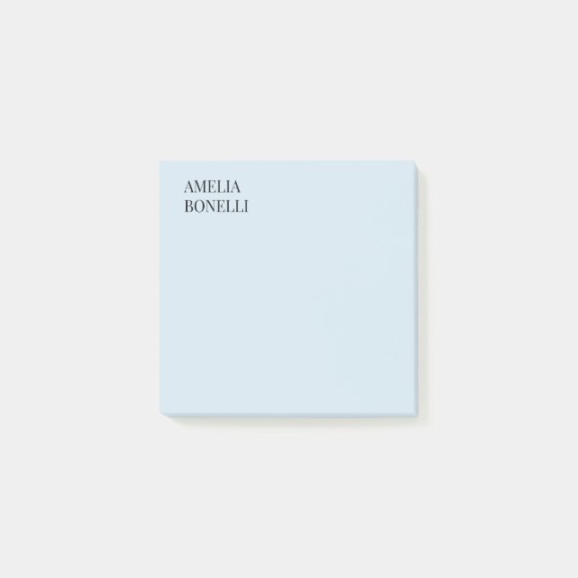 Eigenname Modern Minimalistisch Professionell Blau Post-it Klebezettel (Vorderseite)