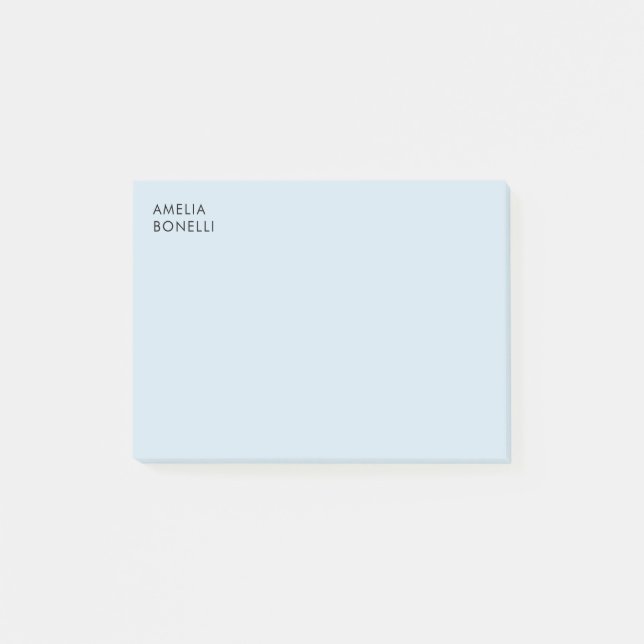 Eigenname Modern Minimalistisch Professionell Blau Post-it Klebezettel (Vorderseite)