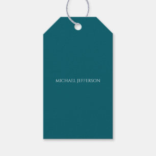 Eigenname schlicht dunkles Teal-Farbpersonaldesign Geschenkanhänger