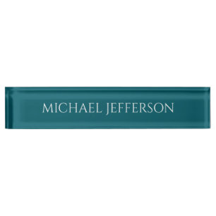 Eigenname schlicht dunkles Teal-Farbpersonaldesign Namensplakette