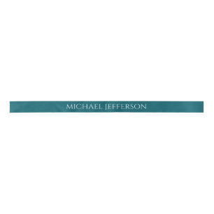 Eigenname schlicht dunkles Teal-Farbpersonaldesign Satinband
