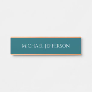 Eigenname schlicht dunkles Teal-Farbpersonaldesign Türschild