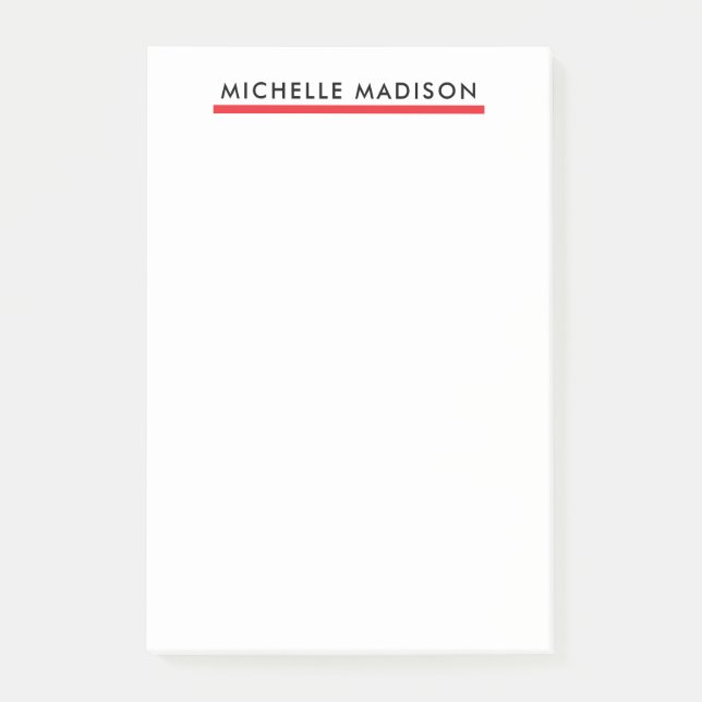 Eigenname Trendy Minimalistisch Professionell Schl Post-it Klebezettel (Vorderseite)