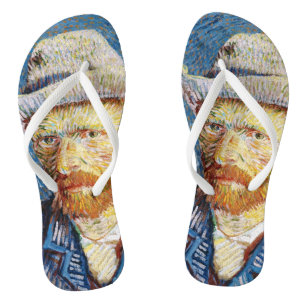 Eigenportrait mit Felt Hat Vincent van Gogh art Flip Flops