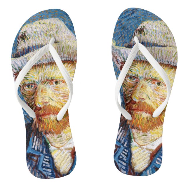 Eigenportrait mit Felt Hat Vincent van Gogh art Flip Flops (Fußbett)