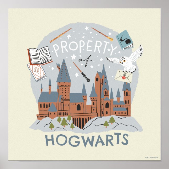 Eigenschaft von Hogwarts Cartoon Graphic Poster (Vorne)