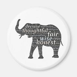 Eigenschaften einer Elefanten-Word-Wolke Magnet