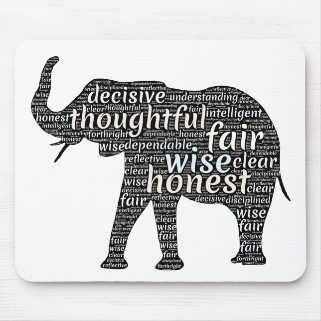 Eigenschaften einer Elefanten-Word-Wolke Mousepad (Vorne)