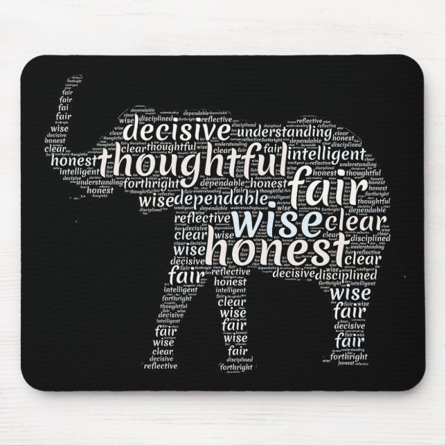 Eigenschaften einer Elefanten-Word-Wolke Mousepad (Vorne)