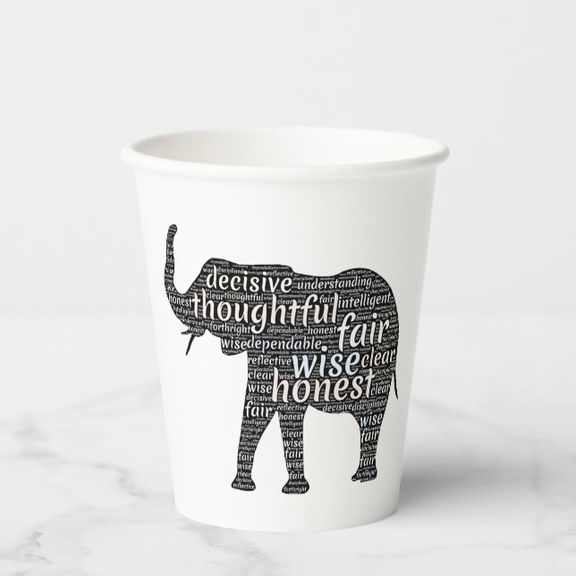 Eigenschaften eines Elephant Word Cloud Paper Cups Pappbecher (Vorderseite)