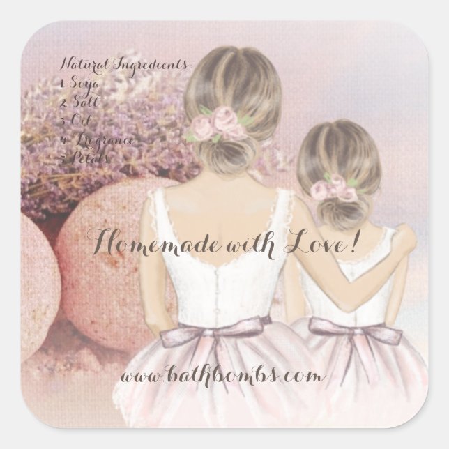 Eigenständig mit Liebe-Bäderbomben Quadratischer Aufkleber (Vorderseite)