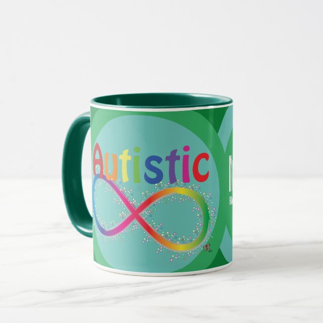 Eigentlich Autistic Rainbow Infinity Coffee Tasse (Vorderseite Links)