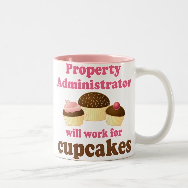Eigentum Adminstrator arbeitet für Kuchen-Job G Zweifarbige Tasse (Rechts)
