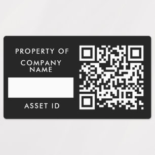 Eigentum an Black QR Code Asset ID Labels des Unte Etiketten