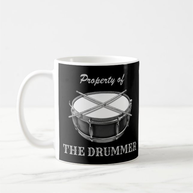 Eigentum an Drummer Snare Drum Drumsticks Drumming Kaffeetasse (Links)