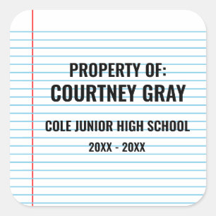 Eigentum an Willkommen zurück zur Schule Quadratischer Aufkleber