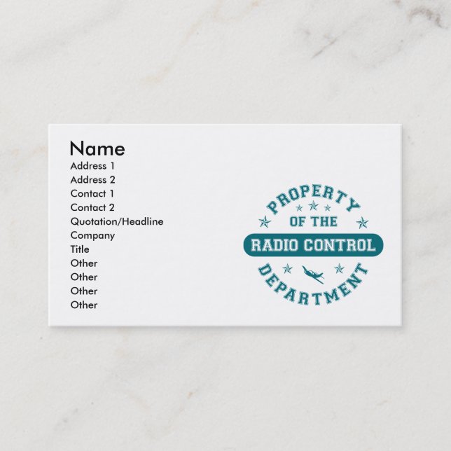 Eigentum der RadioKontrollen-Abteilung Visitenkarte (Vorderseite)