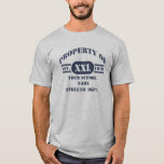 Eigentum des athletischen Abteilungs-T - Shirt<br><div class="desc">Kauf einer oder in der Masse dieses Eigentum des athletischen Abteilungs-T - Shirt.  Kundengerecht mit Ihrem Schulnamen und -jahr hergestellt.  Groß für kleinere Schulen und Organisationen sowie die größere.  Zazzle stellt Mengenrabatte auch zur Verfügung.</div>