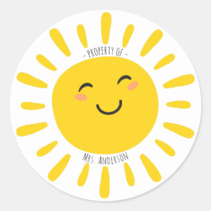 Eigentum des Lehrers namens Sunshine Runder Aufkleber