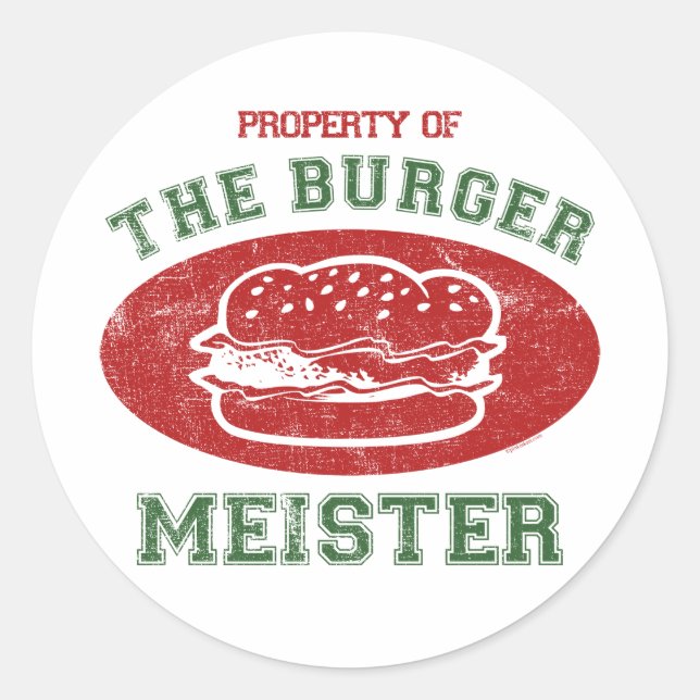Eigentum von Burger Meister Runder Aufkleber (Vorderseite)