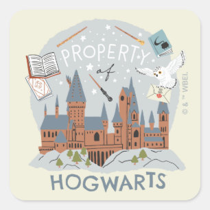 Eigentum von Hogwarts Cartoon-Grafik Quadratischer Aufkleber