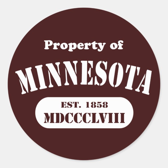 Eigentum von Minnesota - jede bkgd Farbe! Runder Aufkleber (Vorderseite)