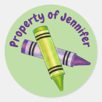 Eigentum von Personalisiertem grünen Lila Crayon