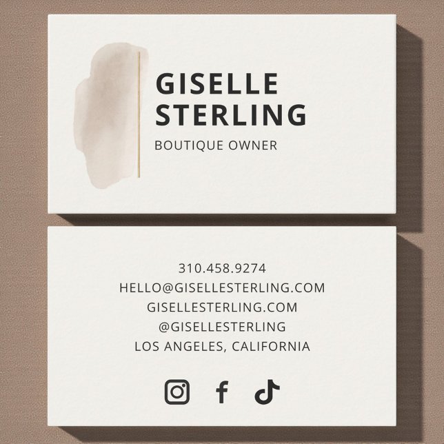 Eigentümer einer Boutique Neutrales Beige Wasserfa Visitenkarte (Von Creator hochgeladen)