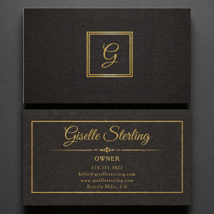 Eigentümer-Monogramm Gold Schwarz Professionell Visitenkarte