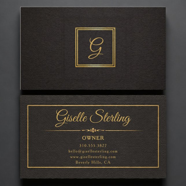 Eigentümer-Monogramm Gold Schwarz Professionell Visitenkarte (Von Creator hochgeladen)