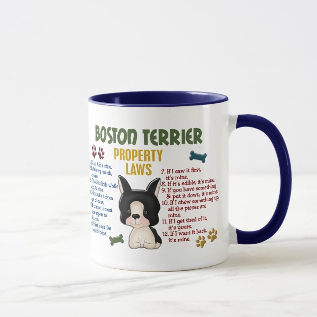 Eigentums-Gesetze 4 Bostons Terrier Tasse (Rechts)