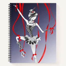 Eigenwillige Ballerina-Marionette Bänder Rot Notizbuch
