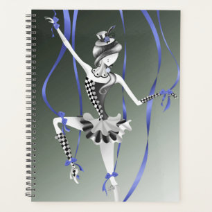 Eigenwillige Ballerina-Marionette blaue Bänder Planer