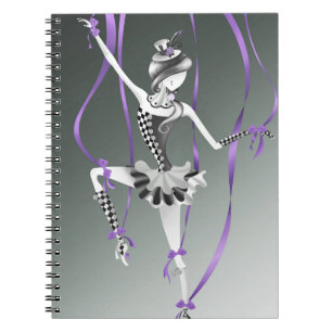 Eigenwillige Ballerina-Marionette Lila Bänder Notizblock