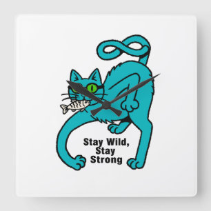 Eigenwillige Expressive Katze Quadratische Wanduhr