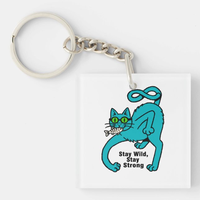 Eigenwillige Expressive Katze Schlüsselanhänger (Vorderseite)