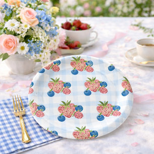 Eigenwillige handgezeichnete Beeren süße Babyparty Pappteller