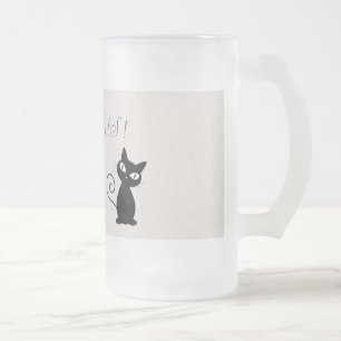 Eigenwillige Seltssame Schwarze Katze Glitzernd-Ha Mattglas Bierglas